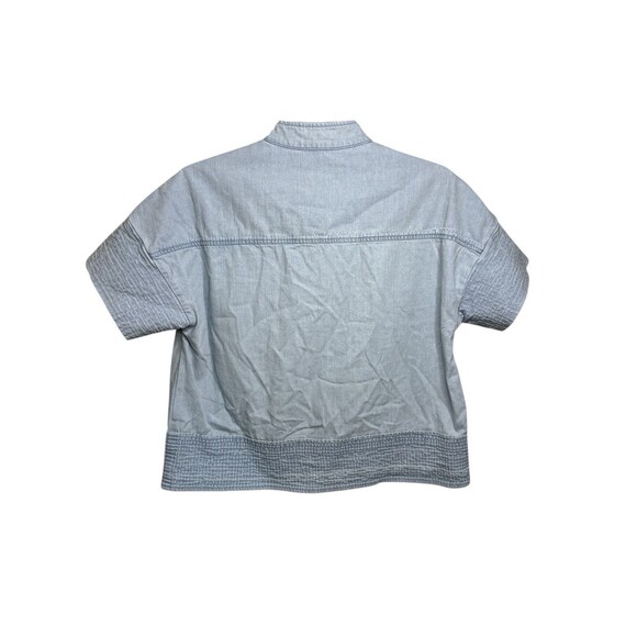 Tuckernuck Sofia Top XXS Light Wash Denim Trapunto Stitch Short Sleeve Shirt - Picture 5 of 10